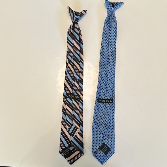 Two boys clip-on ties, blues and pinks - Picture 2 of 4